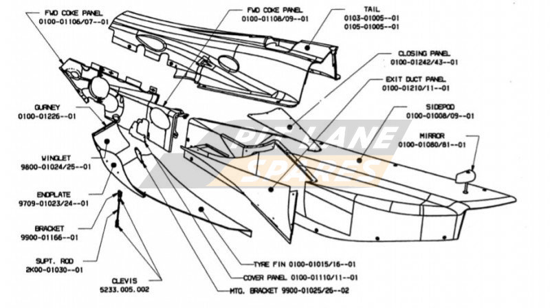 SIDEPOD & TAIL ASSEMBLY Diagram